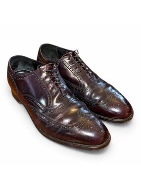 French Shriner Oxblood Wingtip Oxford 10.5EEE Burgundy Brogue Leather Dress Shoe